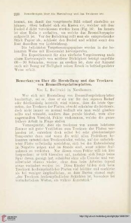 2: Bemerkungen über die Herstellung und das Trocknen von Bromsilbergelatineplatten