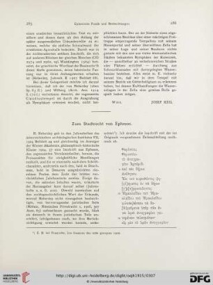 18.1915: Zum Stadtrecht von Ephesos