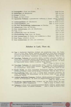 Arbeiten in Lack, Horn etc. (Nr. 868-899)