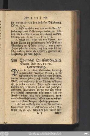 Am Sonntage Quasimodogeniti. Evang. Joh. 20, 19 - 31.