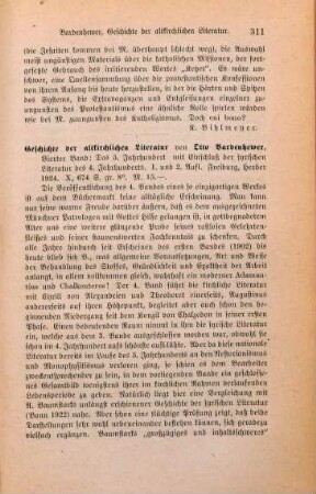 311-313 [Rezension] Bardenhewer, Otto, Das fünfte Jahrhundert mit Einschluss der syrischen Literatur des vierten Jahrhunderts