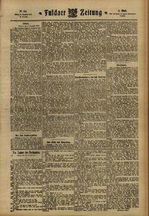 Zweite Ausgabe vom Freitag, den 08. Dezember 1911.