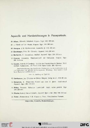 Aquarelle und Handzeichnungen in Passepartouts (Nr. 86-201)