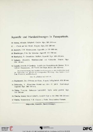 Aquarelle und Handzeichnungen in Passepartouts (Nr. 86-201)