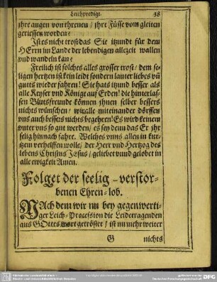 Lebenslauf : Folget der seelig-verstorbenen Ehren-lob