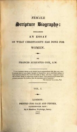 Female scripture biography : including an essay on what Christianity has done for women, 1