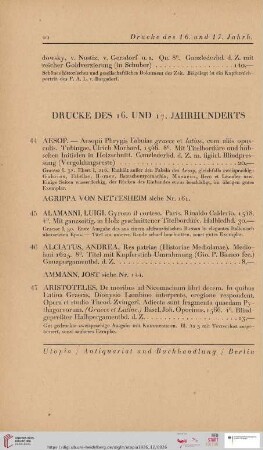 Drucke des 16. und 17. Jahrhunderts (Nr. 44 - 159)
