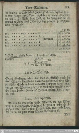 Tara-Rechnung