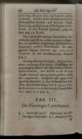 Cap. III. De Theologia Catechetica