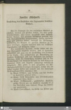 Zweiter Abschnitt. Darstellung des künstlichen oder sogenannten deutschen Asphalt