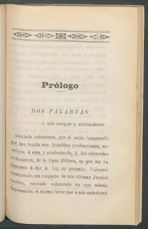 Prólogo : Dos palabras a mis amigos y admiradores