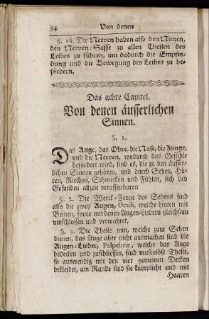 Das achte Capitel. Von denen äusserlichen Sinnen.