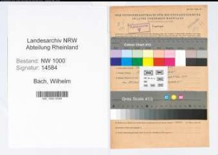 Entnazifizierung Wilhelm Bach, geb. 09.08.1896 (Postbetriebsass.)