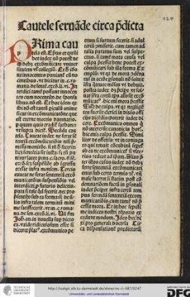 Prima cautela est, episcopus et quilibet iudex non potest neque debet excommunicare universitatem vel collegium.