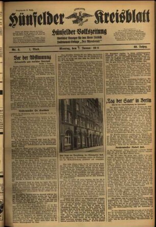 Erste Ausgabe vom Montag, den 07. Januar 1935.