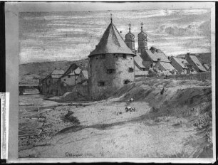 Bad Säckingen Ortsbild - Zeichnung von Hans Thoma
