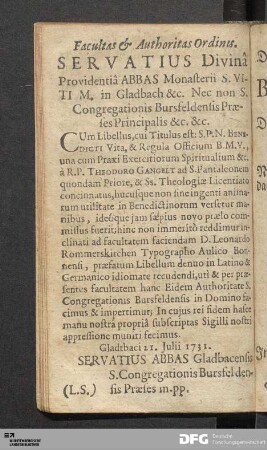 Facultas & Authoritas Ordinus.