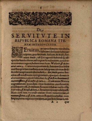 De servitute in republica Romana iterum introducenda, discursus iuridico-politicus