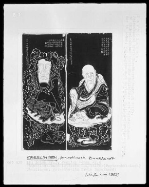 Chinesisch-buddhistische Rollenbilder, links: Lohan Nr. 3, rechts: Lohan Nr. 4