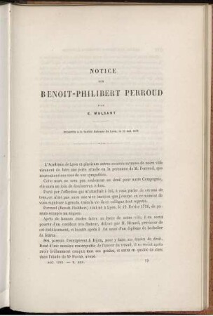 Notice Sur Benoit-Philibert Perroud