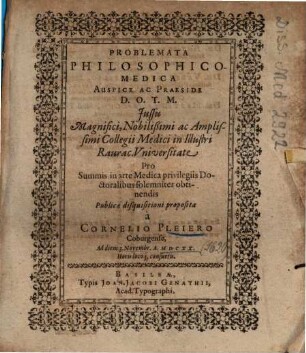Problemata Philosophico-Medica