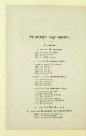 Die wichtigsten Regentenfamilien