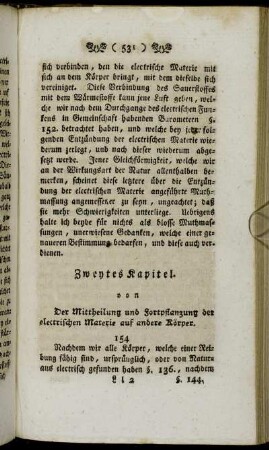 Zweytes Kapitel von Der Mittheilung und Fortpflanzung der electrischen Materie auf andere Körper.