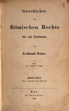 Geschichte des Römischen Rechts bis auf Justinian, 1