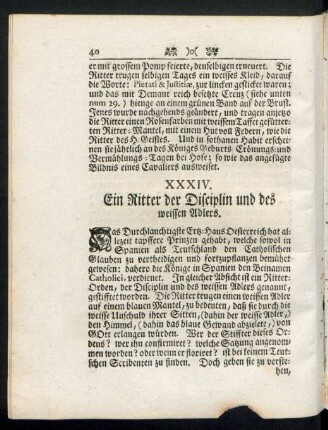 XXXIV. Ein Ritter der Disciplin und des weissen Adlers.