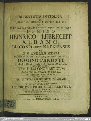 Dissertatio Epistolica De Quibusdam Vindemiae Antiquitatibus