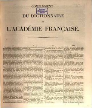 Complément du dictionnaire de l'Académie Française