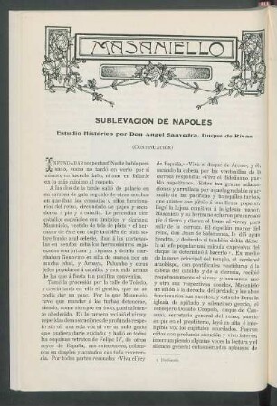 Masaniello.: Sublevación de Napolés