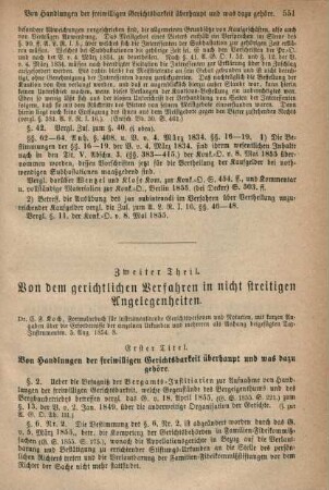 Zweiter Theil. Von dem gerichtlichen Verfahren in nicht streitigen Angelegenheiten.