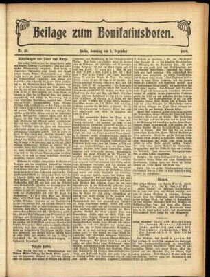 Zweite Ausgabe vom Sonntag, den 05. Dezember 1909.