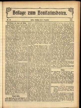 Zweite Ausgabe vom Sonntag, den 05. Dezember 1909.