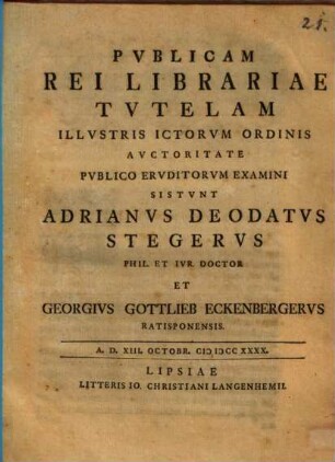 Publicam rei librariae tutelam