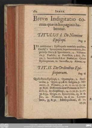 Brevis Indigitatio eorum quae in his paginis habentur.