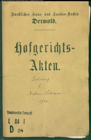 Detering, Amtsrat gegen Nathan Salomon - Schuldforderung