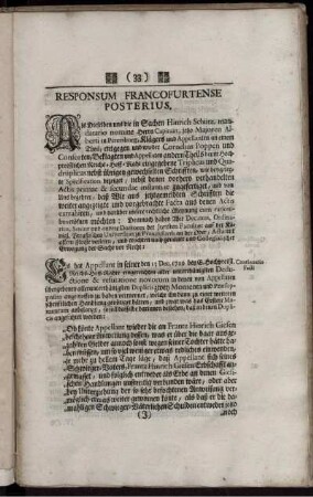 Responsum Francofurtense Posterius.