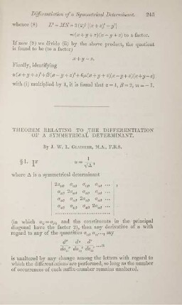 Theorem relating to the differentiation of a symmetrical determinant.