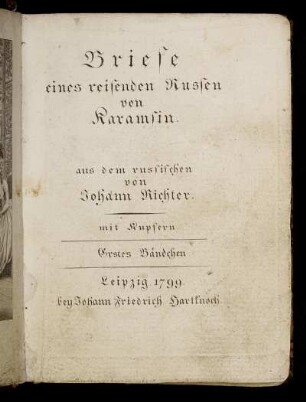 1. Bd: Briefe eines reisenden Russen. Erstes Bändchen