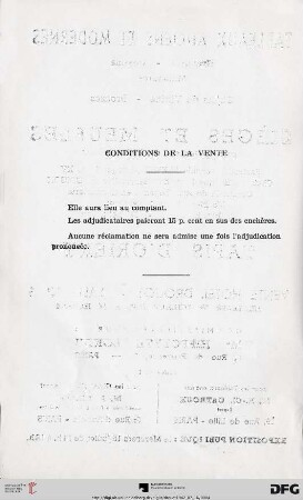 Conditions de la vente