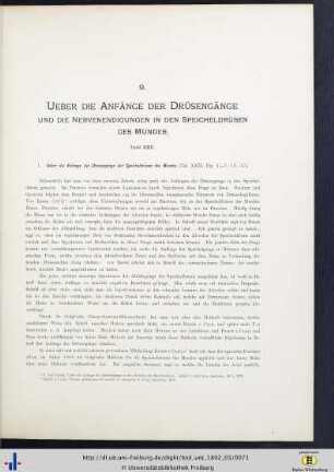 Ueber die Anfänge der Drüsengänge und die Nervenendigungen in den Speicheldrüsen des Mundes.