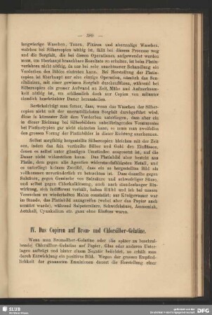 IV. Das Copiren auf Brom- und Chlorsilber-Gelatine