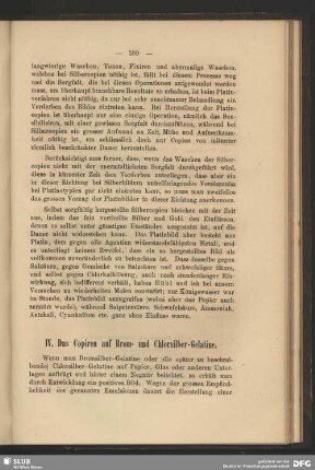 IV. Das Copiren auf Brom- und Chlorsilber-Gelatine
