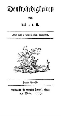 Zwote Parthie: Denkwürdigkeiten von Wien. Zwote Parthie