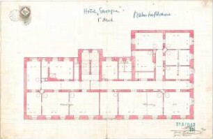 Fischer, Theodor; Innsbruck (Österreich); Hotel Europa, Erweiterung - Grundriss 1. OG