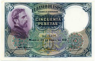 Geldschein, 50 Pesetas, 25.4.1931