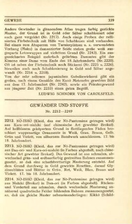 Gewänder und Stoffe. Nr. 2212-2249