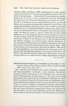 552-553 [Rezension] Allo, E. Bernard, Saint Paul, Première épître aux Corinthiens